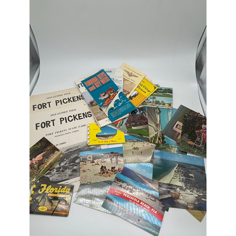Vintage 1960s Florida Postcard Travel Lot 44 pcs Pensacola Fort Pickens Ephemera